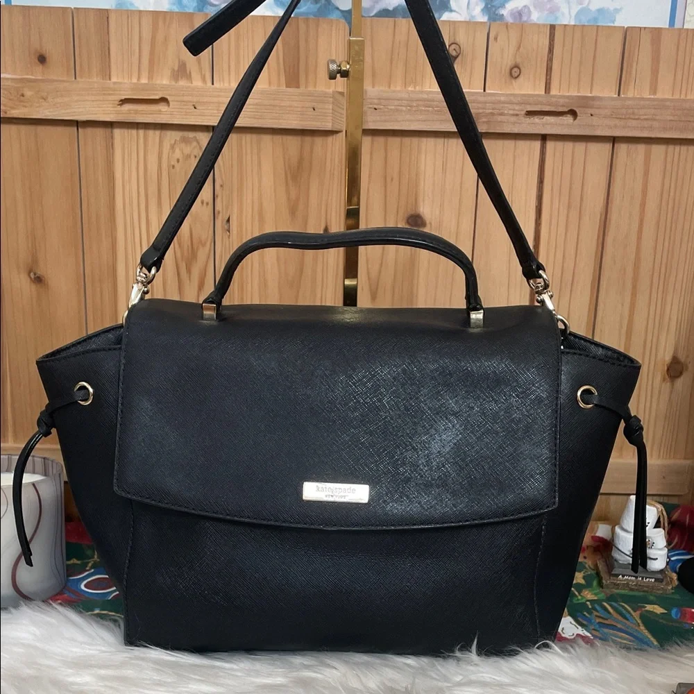 kate spade Black Leather Crossbody Top-Handle Satchel